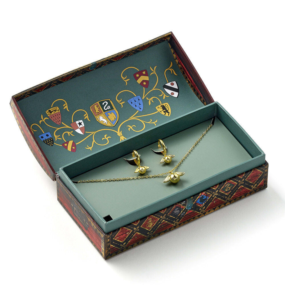 Harry Potter Golden Snitch earrings + necklace