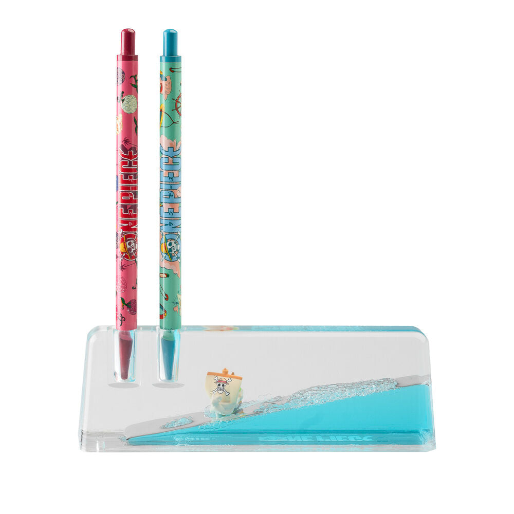 One Piece Going Merry set of pencil, pen and acrylic stand