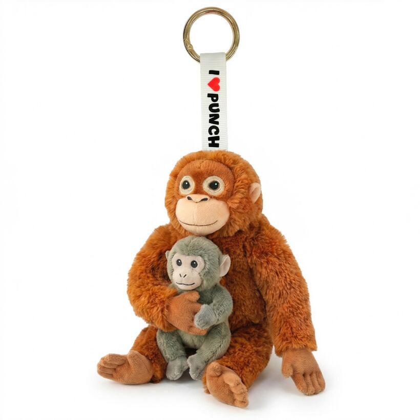 Punch monkey plush keychain 15cm