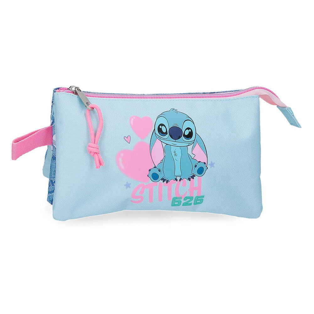 Disney Stitch Hearts triple pencil case