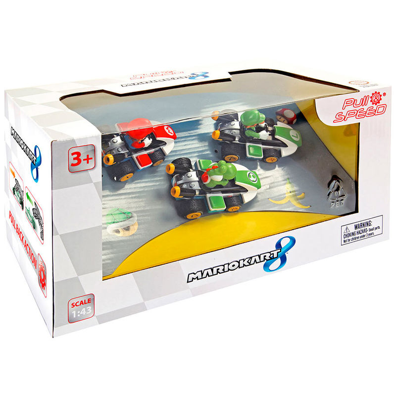 Pull Speed Mario Kart Mario Luigi Yoshi set 3 cars
